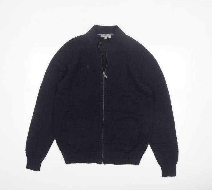 Marks and Spencer Men's Blue Full Zip Cotton Jumper M Tailored Fit