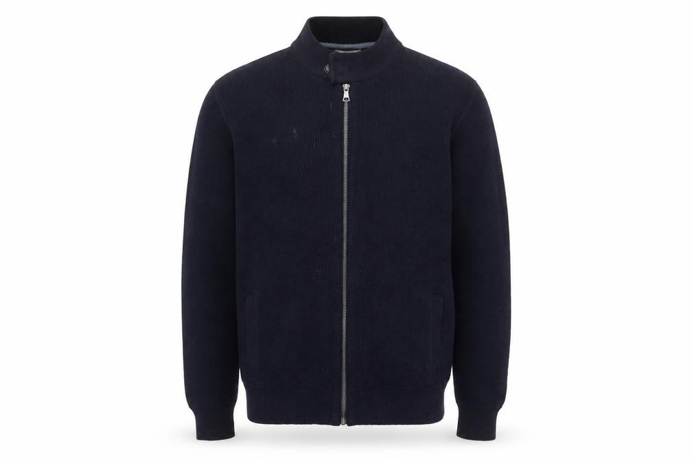 Marks and Spencer Men's Blue Full Zip Cotton Jumper M Tailored Fit