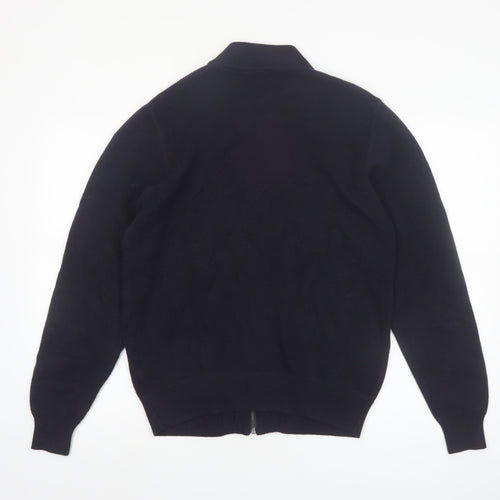 Marks and Spencer Men's Blue Full Zip Cotton Jumper M Tailored Fit