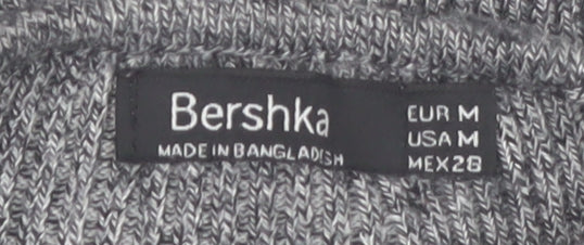 Bershka Women’s Grey Mock Neck Slim Fit Knit Jumper Size 12