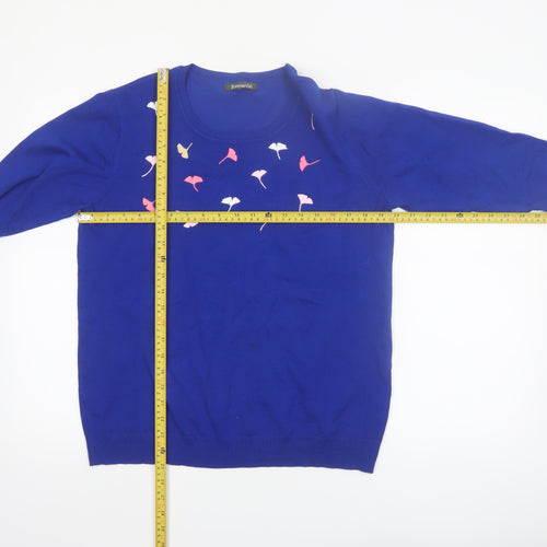 Bonmarché Women Royal Blue Floral Jumper Size 18 Viscose Blend