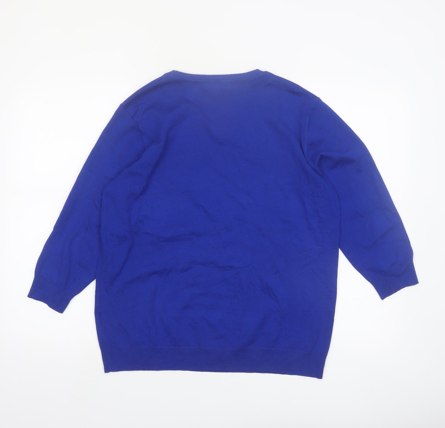 Bonmarché Women Royal Blue Floral Jumper Size 18 Viscose Blend