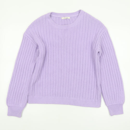 White Stuff Womens Purple Crew Neck Chunky Knit Jumper Size 14