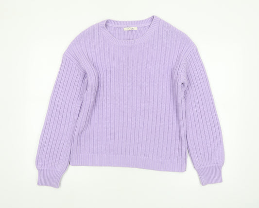 White Stuff Womens Purple Crew Neck Chunky Knit Jumper Size 14