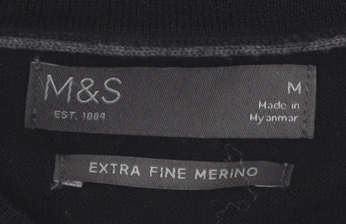 Marks and Spencer Men’s Black Extra Fine Merino Wool Jumper M