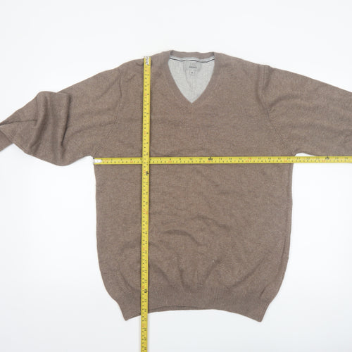 Marks and Spencer Men’s Brown Cotton V-Neck Jumper M Regular Fit