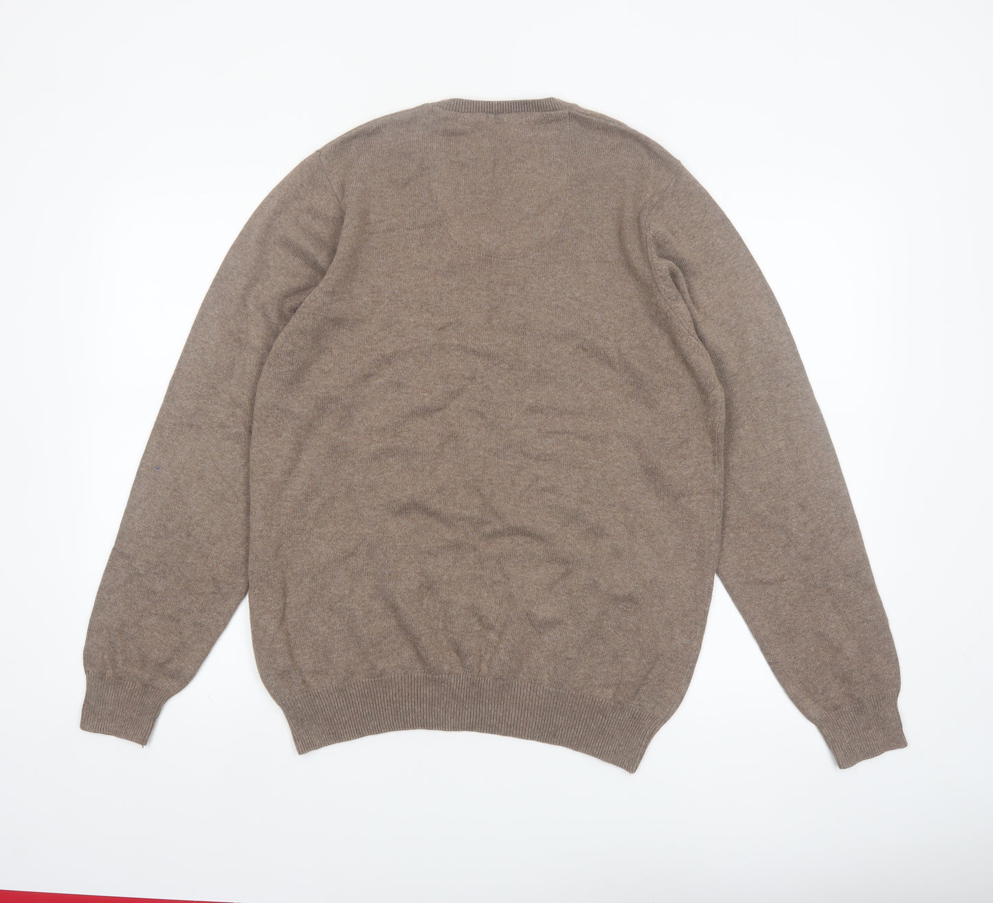 Marks and Spencer Men’s Brown Cotton V-Neck Jumper M Regular Fit