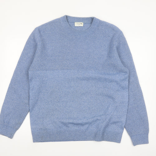 Easy Men Blue Crew Neck Knit Pullover Jumper Size L