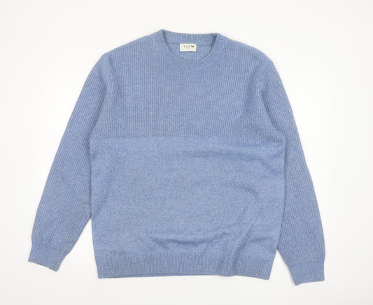 Easy Men Blue Crew Neck Knit Pullover Jumper Size L