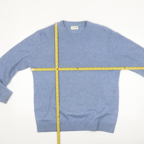 Easy Men Blue Crew Neck Knit Pullover Jumper Size L