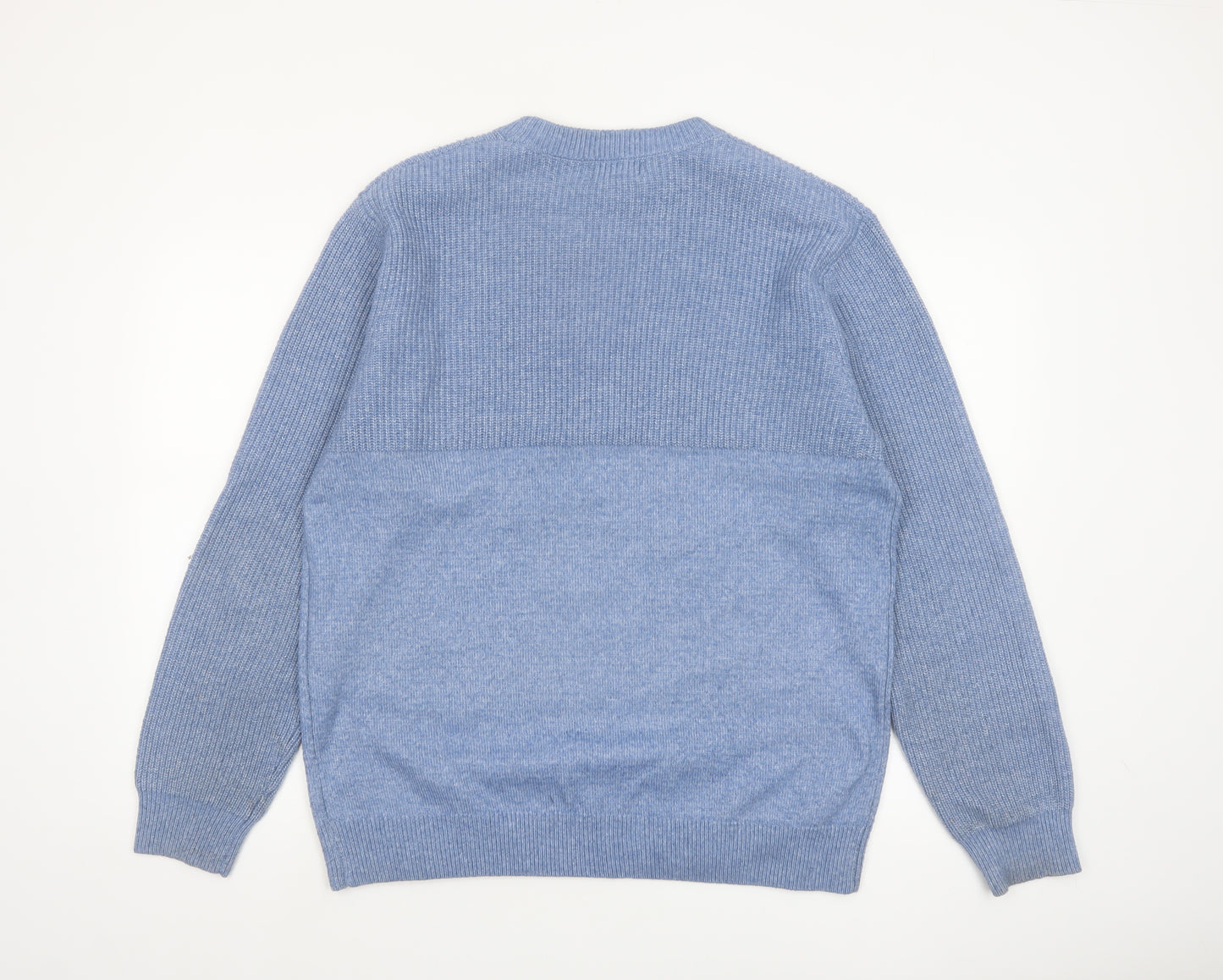 Easy Men Blue Crew Neck Knit Pullover Jumper Size L