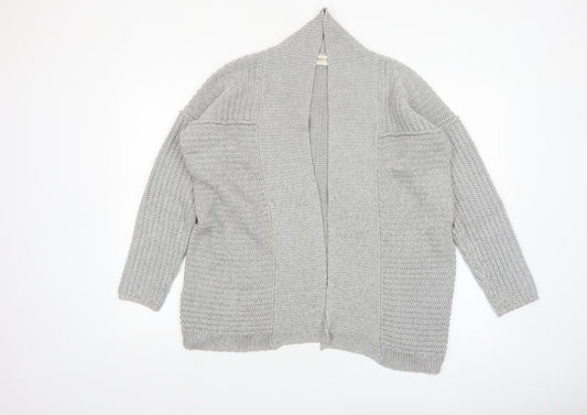 Marks and Spencer Women’s Grey Cotton Blend Open Knit Cardigan UK 12