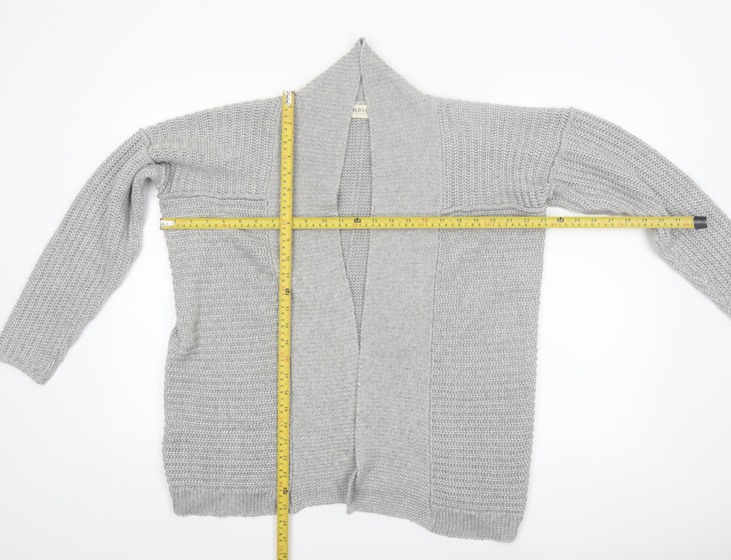 Marks and Spencer Women’s Grey Cotton Blend Open Knit Cardigan UK 12