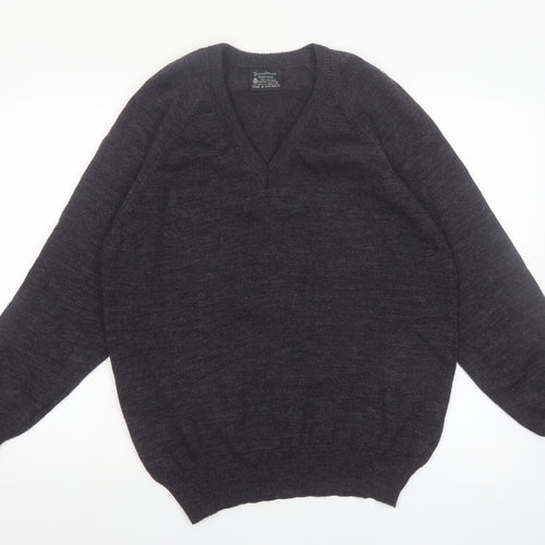 Goodman Women’s Grey Pure New Wool V-Neck Jumper Size 20 XL