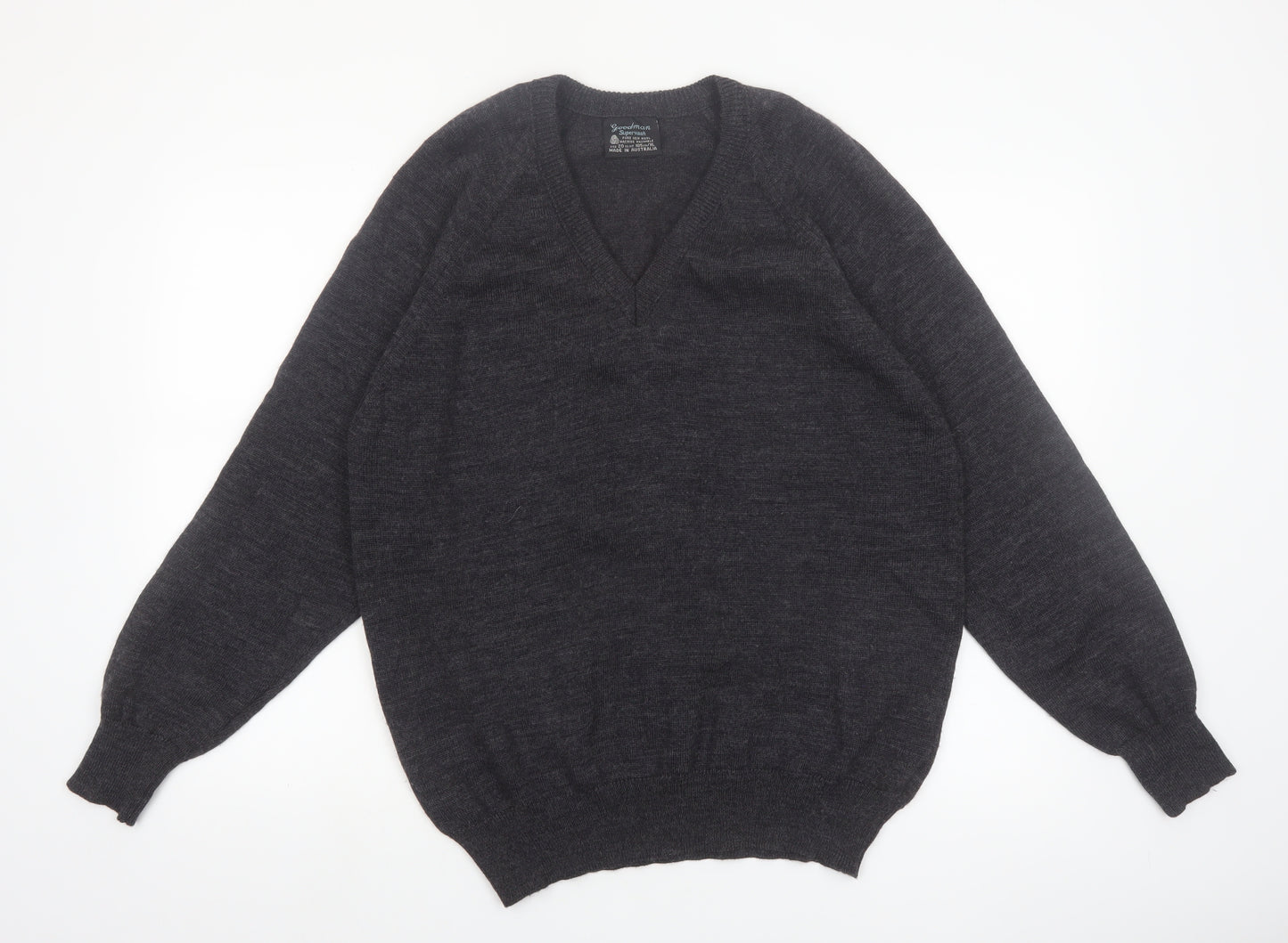 Goodman Women’s Grey Pure New Wool V-Neck Jumper Size 20 XL