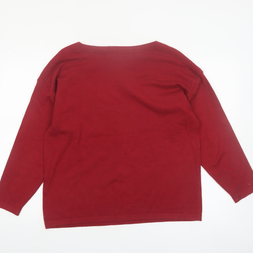 Bonmarché Women's Red Sequin Pullover Jumper Size 16