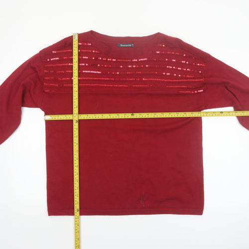 Bonmarché Women's Red Sequin Pullover Jumper Size 16