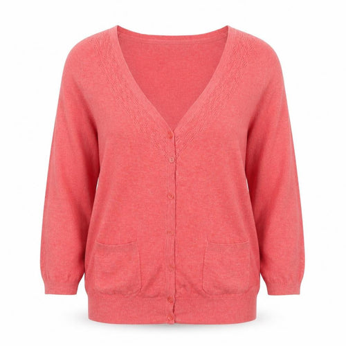 Fat Face Womens Pink Cotton Silk Blend V-Neck Cardigan Size 10