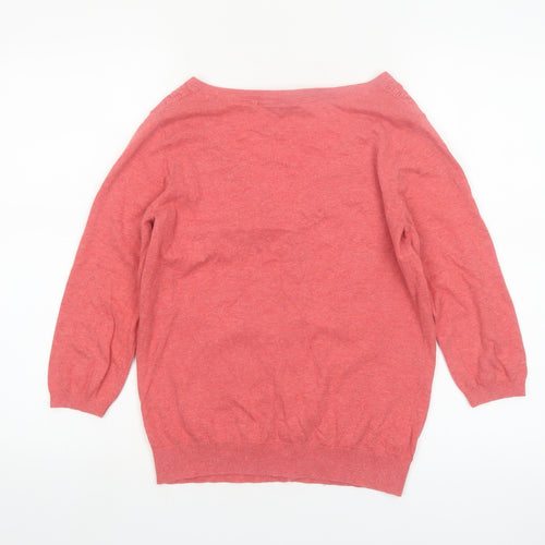 Fat Face Womens Pink Cotton Silk Blend V-Neck Cardigan Size 10