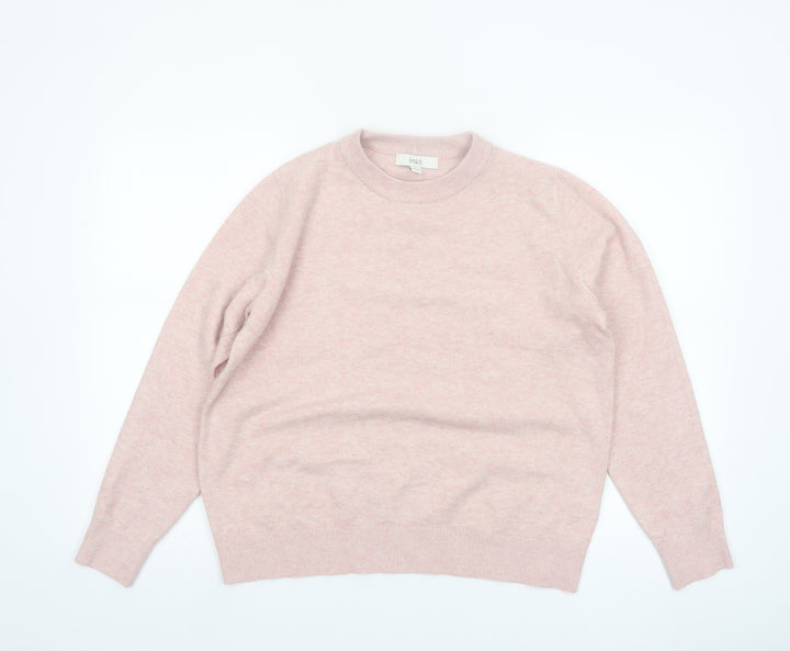 Marks and Spencer Women’s Pink Crew Neck Pullover Jumper M