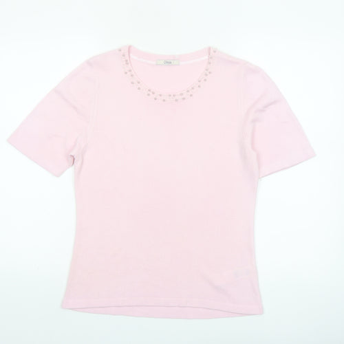 Marks and Spencer Womens Dusted Pink Acrylic Short Sleeve Jumper UK 12