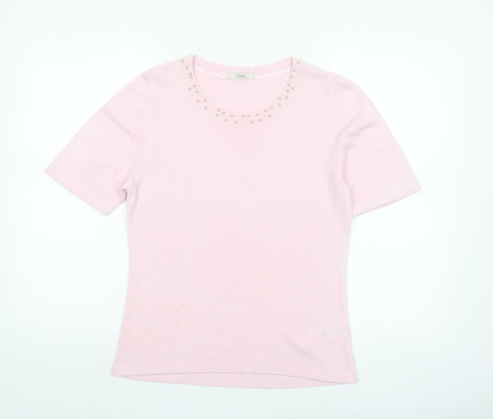 Marks and Spencer Womens Dusted Pink Acrylic Short Sleeve Jumper UK 12