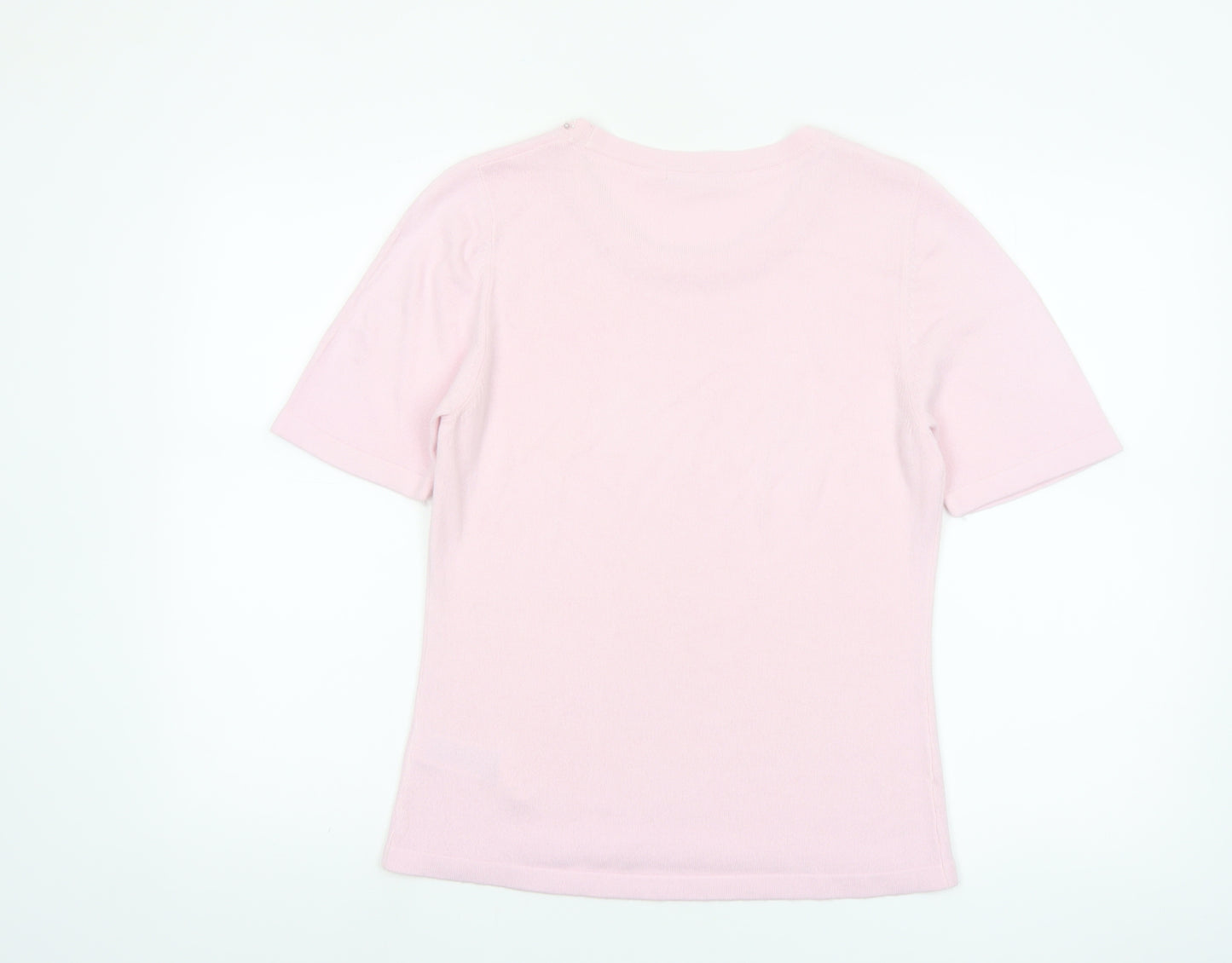 Marks and Spencer Womens Dusted Pink Acrylic Short Sleeve Jumper UK 12