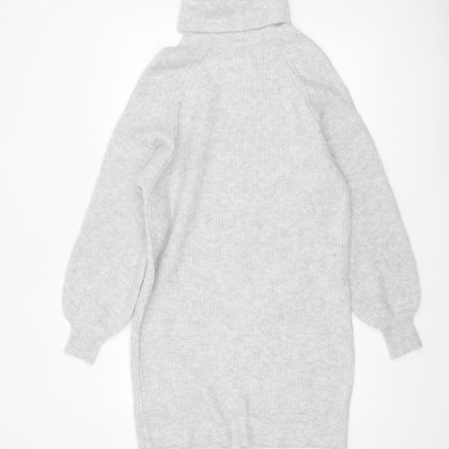 PrettyLittleThing Women’s Grey Roll Neck Long Sleeve Knit Jumper S