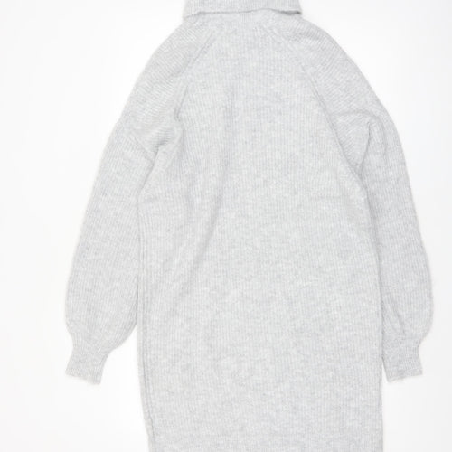 PrettyLittleThing Women’s Grey Roll Neck Long Sleeve Knit Jumper S