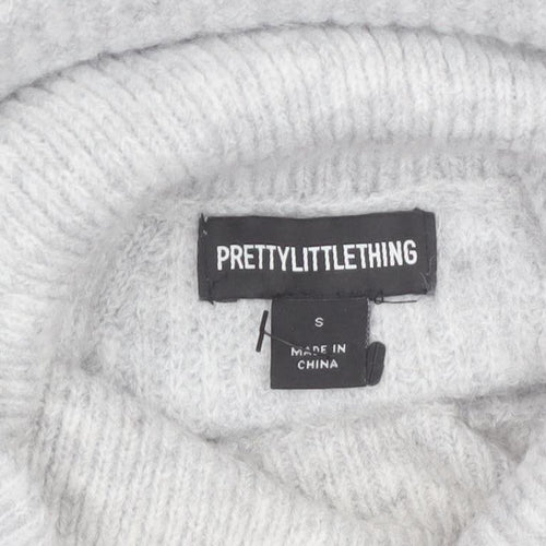 PrettyLittleThing Women’s Grey Roll Neck Long Sleeve Knit Jumper S