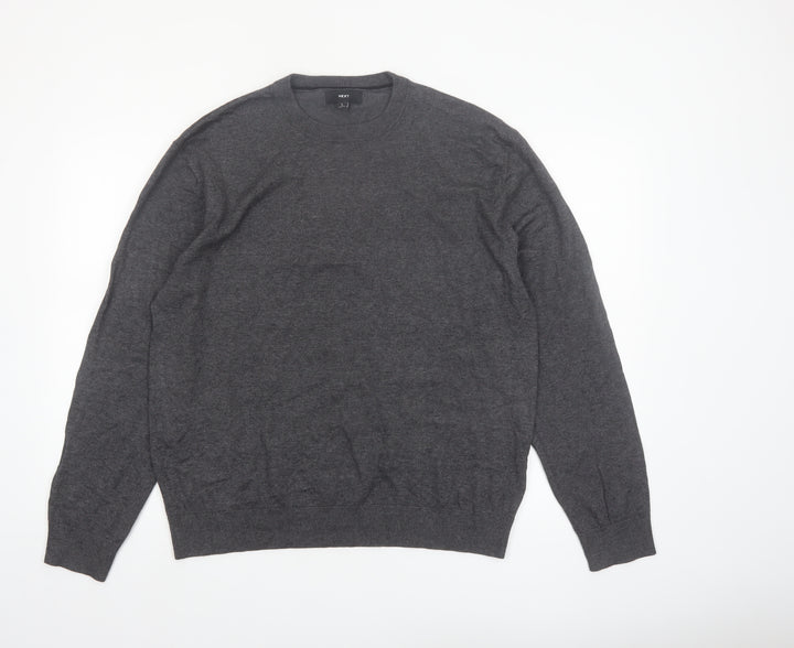 NEXT Men's Grey Cotton Blend Crew Neck Jumper L Regular Fit