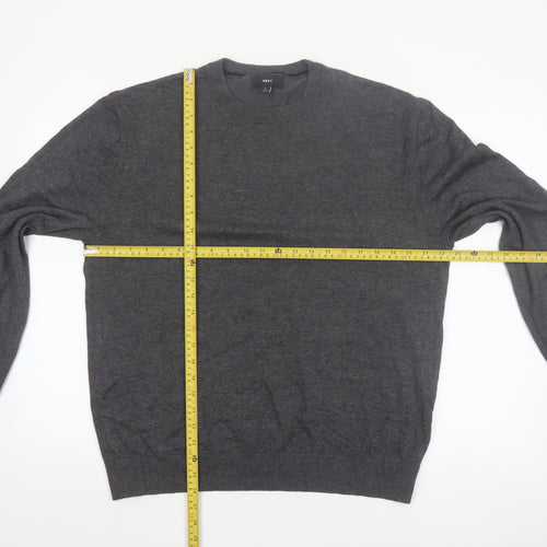 NEXT Men's Grey Cotton Blend Crew Neck Jumper L Regular Fit
