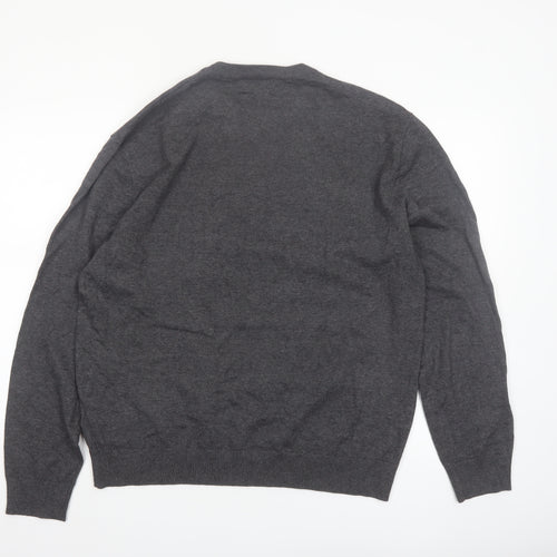 NEXT Men's Grey Cotton Blend Crew Neck Jumper L Regular Fit