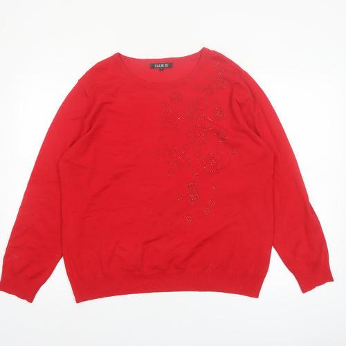 Ellie B Women's Red Rhinestone Pullover Jumper XL