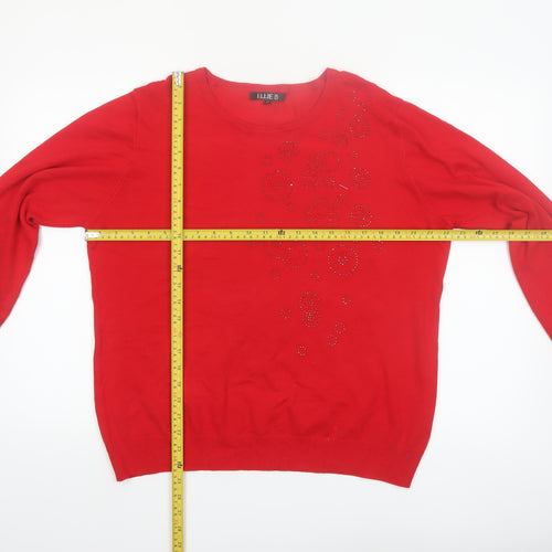 Ellie B Women's Red Rhinestone Pullover Jumper XL
