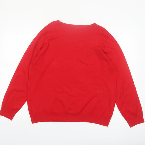 Ellie B Women's Red Rhinestone Pullover Jumper XL