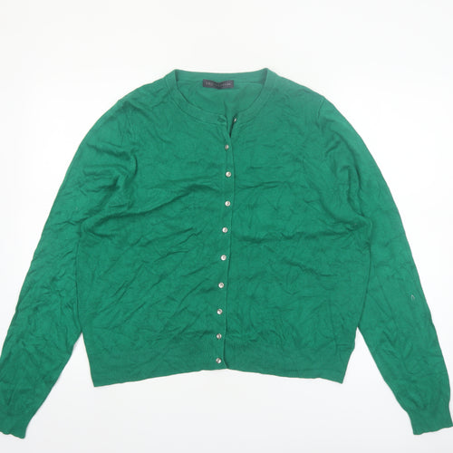 Marks and Spencer Womens Green Cardigan UK 20 Crew Neck Knit