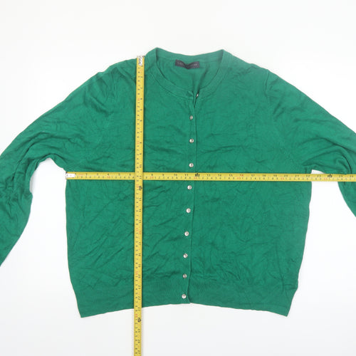 Marks and Spencer Womens Green Cardigan UK 20 Crew Neck Knit