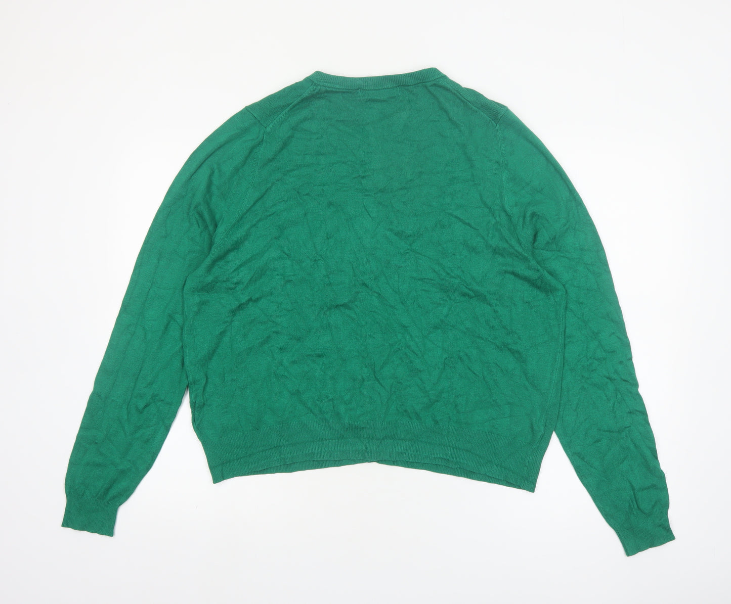 Marks and Spencer Womens Green Cardigan UK 20 Crew Neck Knit