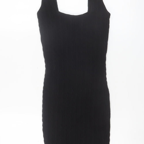 Zara Women Black Knit Bodycon Sleeveless Dress Size 8