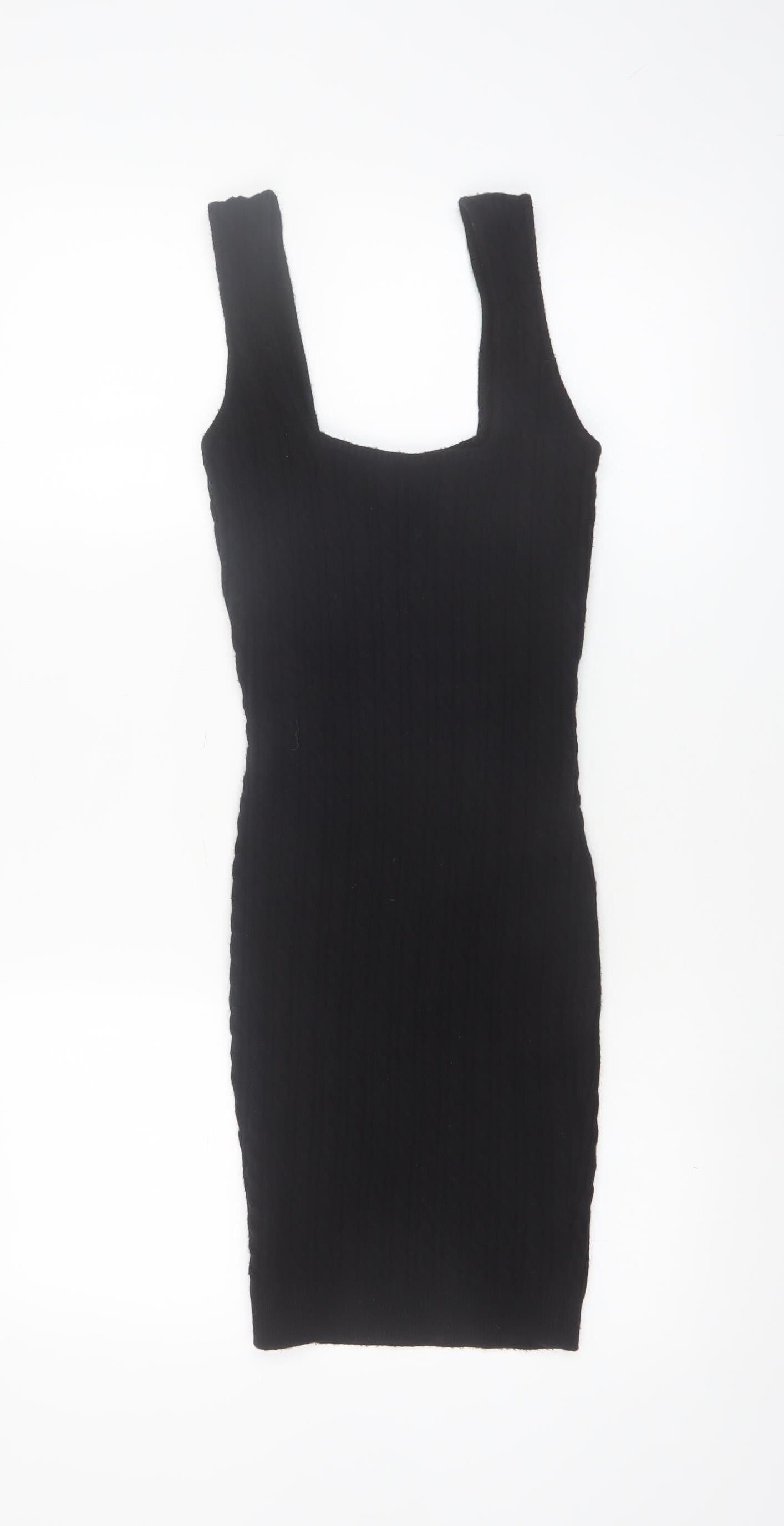 Zara Women Black Knit Bodycon Sleeveless Dress Size 8