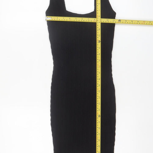 Zara Women Black Knit Bodycon Sleeveless Dress Size 8