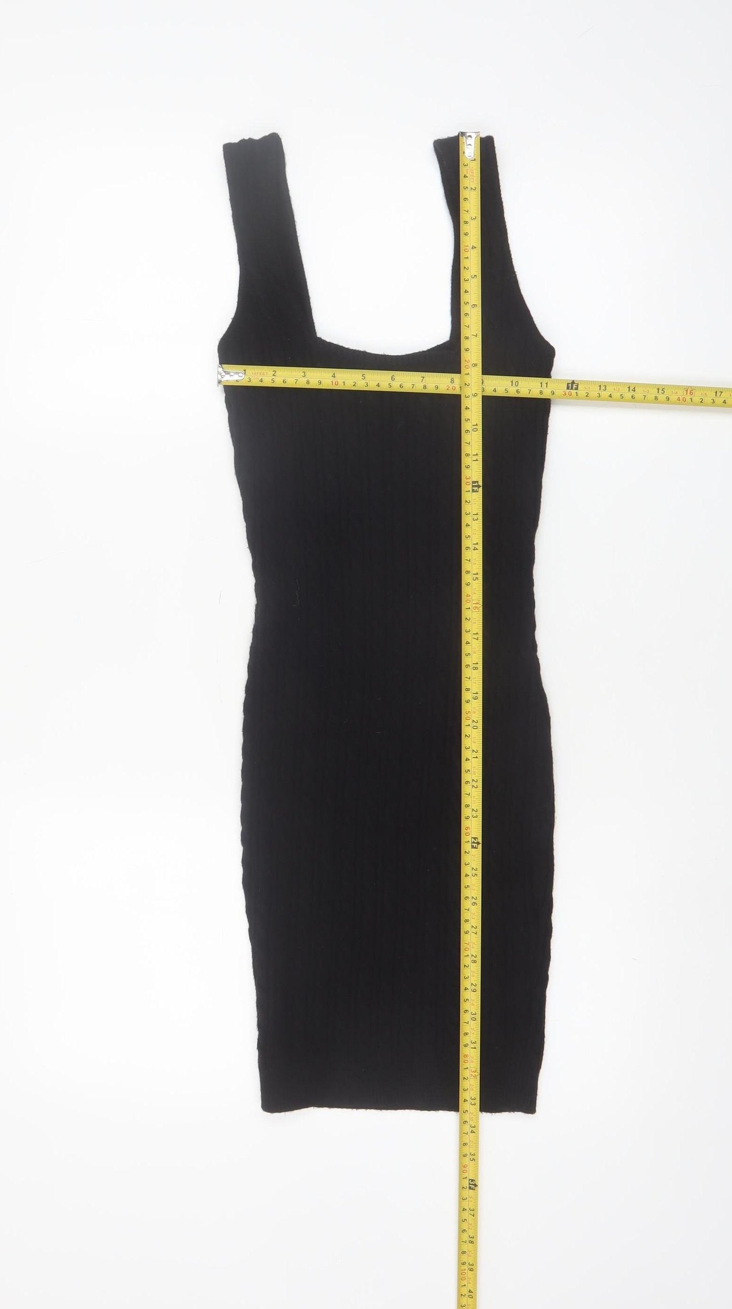Zara Women Black Knit Bodycon Sleeveless Dress Size 8