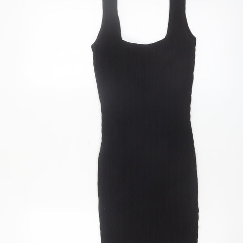Zara Women Black Knit Bodycon Sleeveless Dress Size 8