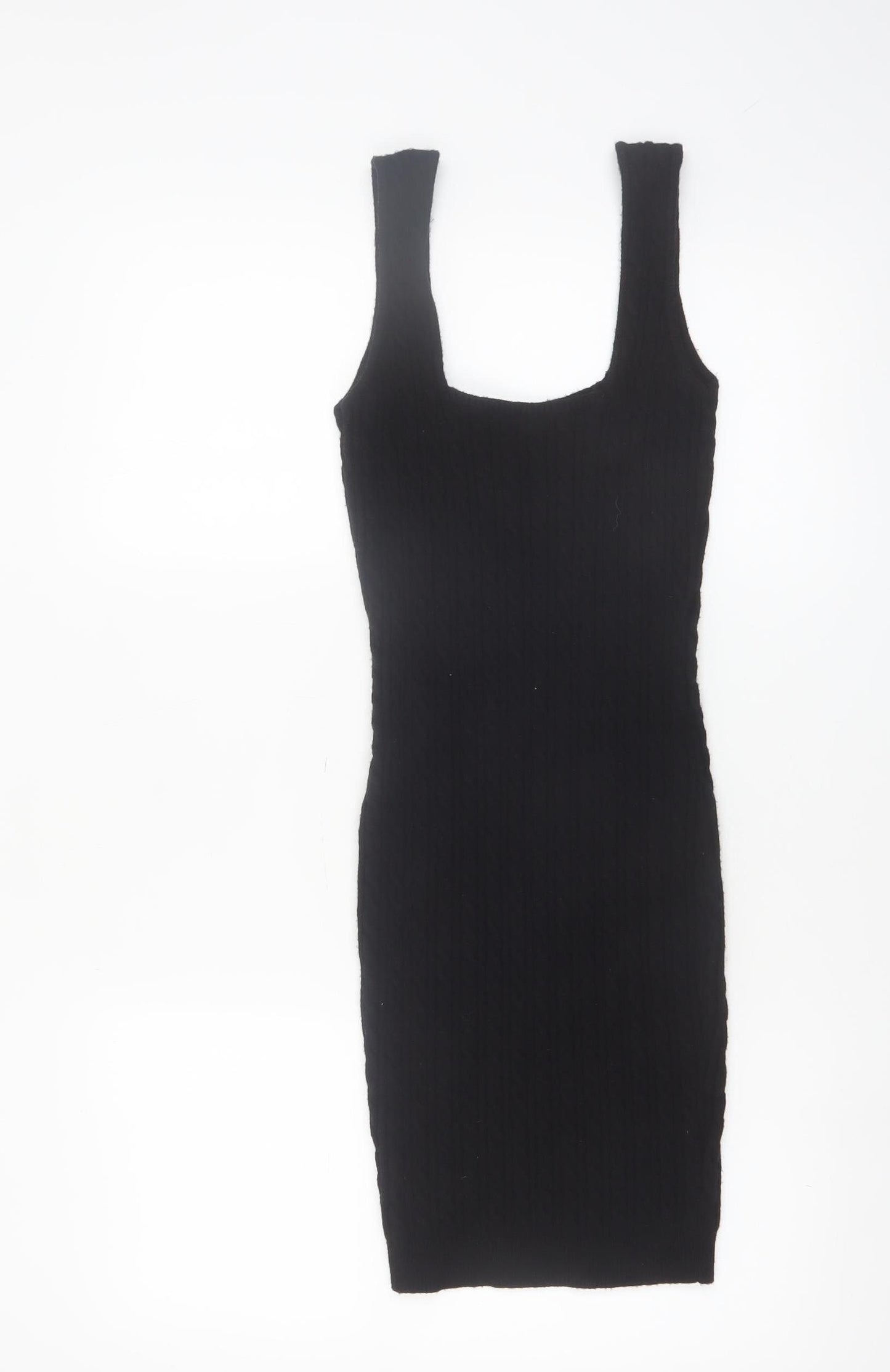 Zara Women Black Knit Bodycon Sleeveless Dress Size 8