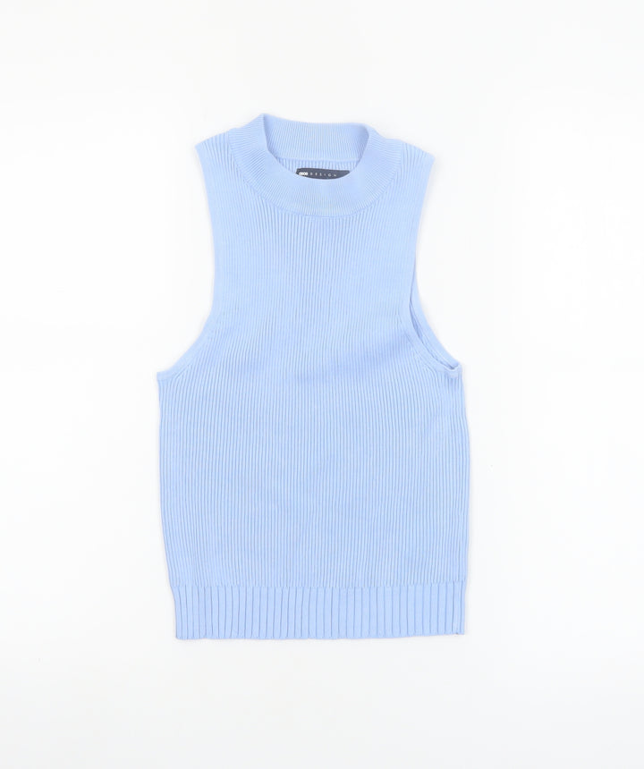 ASOS DESIGN Women Blue Sleeveless Mock Neck Knit Tank Top Size 10