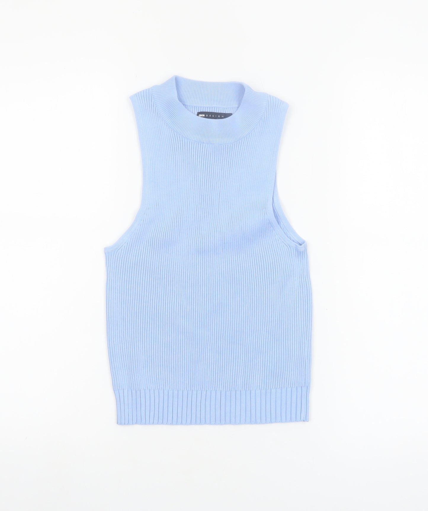 ASOS DESIGN Women Blue Sleeveless Mock Neck Knit Tank Top Size 10