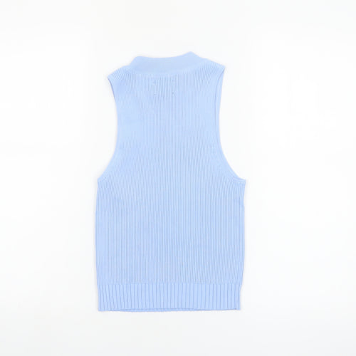 ASOS DESIGN Women Blue Sleeveless Mock Neck Knit Tank Top Size 10