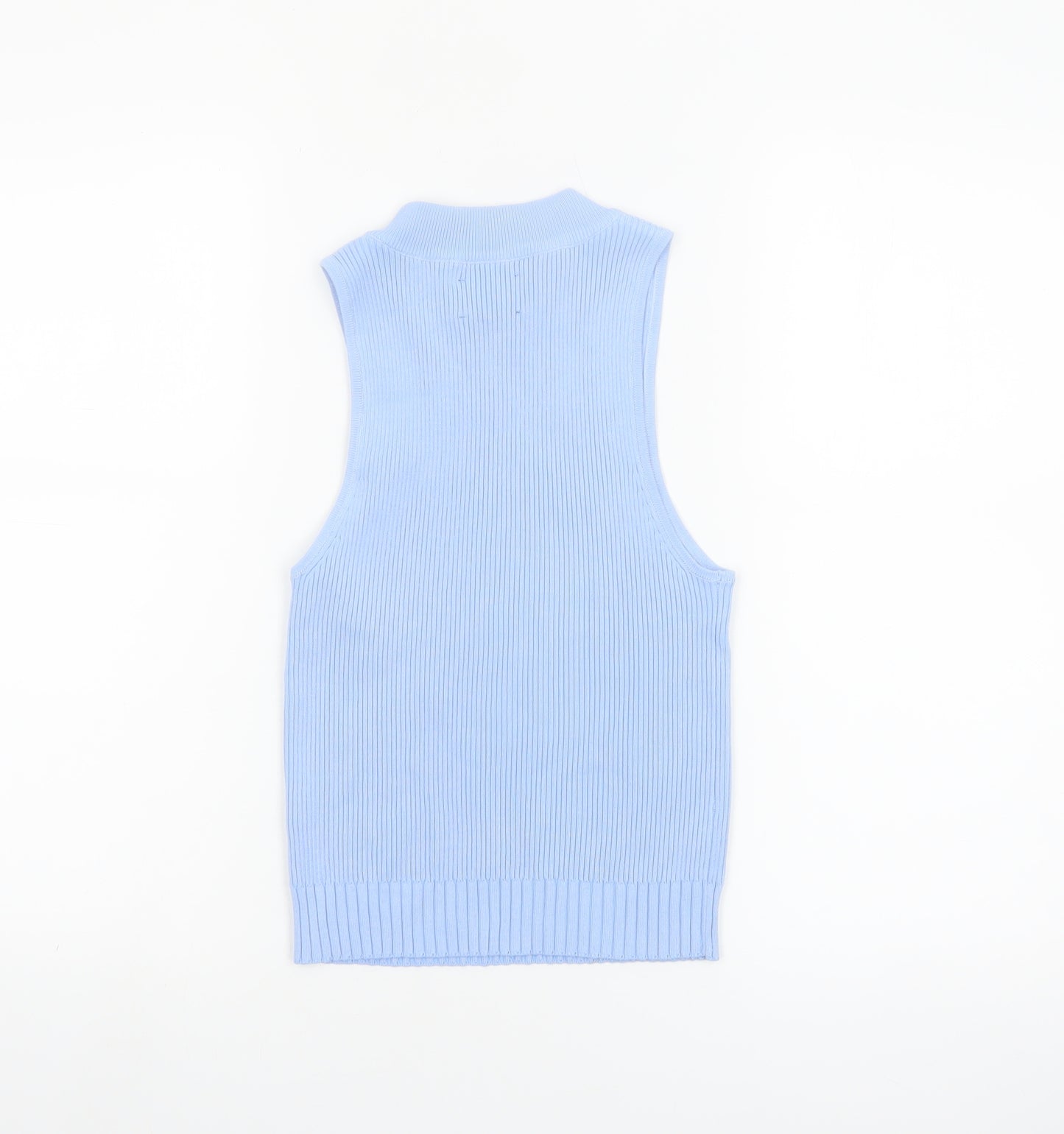 ASOS DESIGN Women Blue Sleeveless Mock Neck Knit Tank Top Size 10