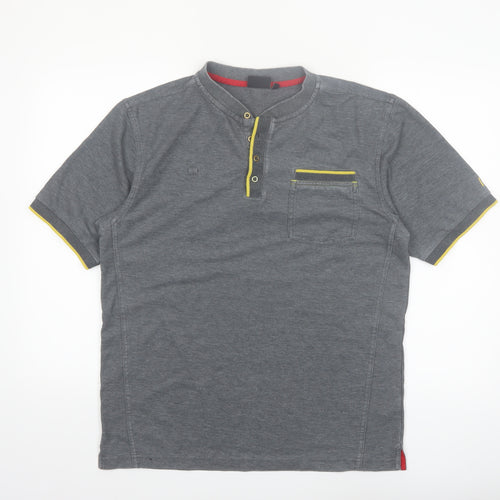 Dimensions Men's Grey Henley Polo Shirt Size M Short Sleeve